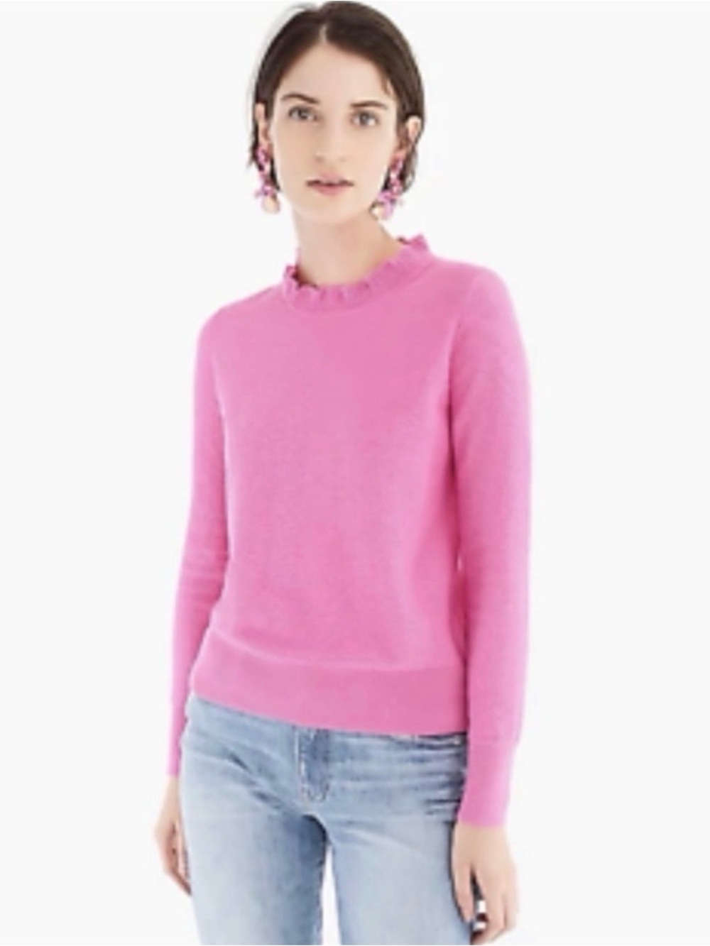 J. Crew | Cream Ruffle Turtleneck Sweater | Size = M